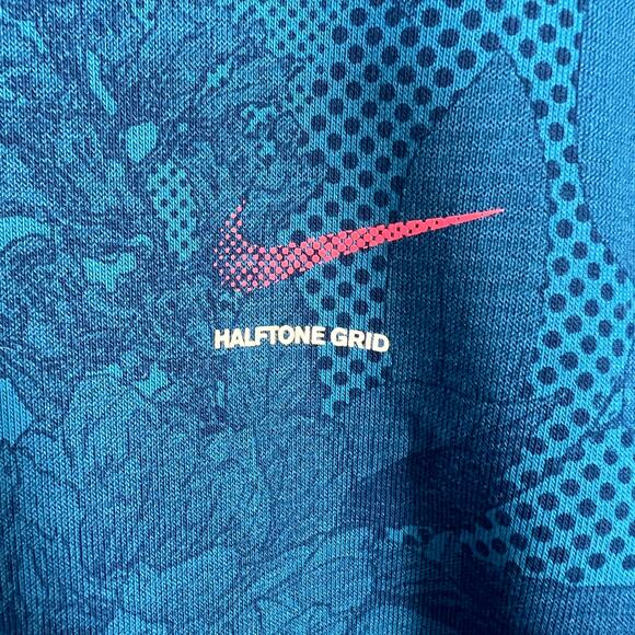 Nike Dri Fit Basketball Hoodie Pullover Halftone Grid Floral Blue Men's Small S - Picture 8 of 15